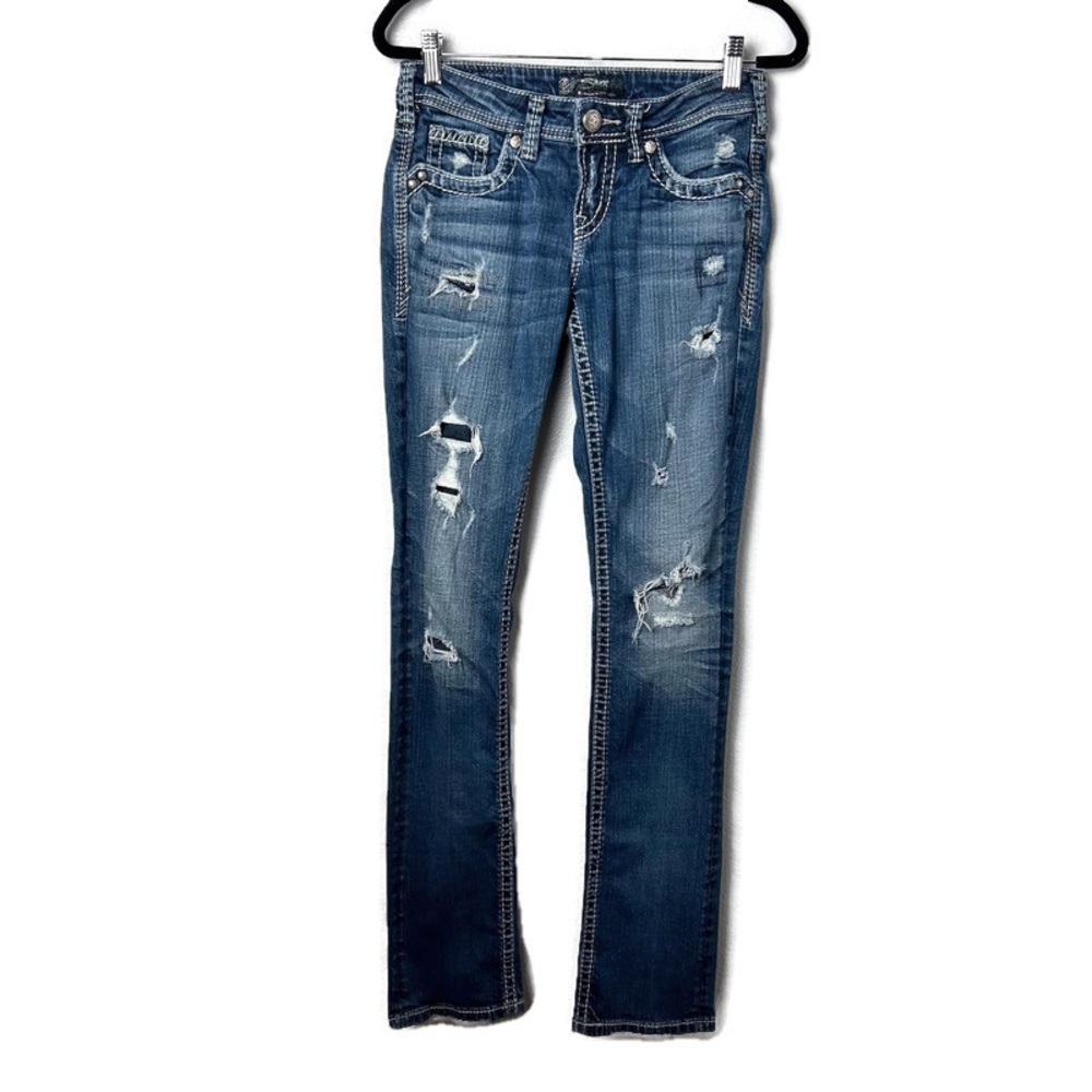 Silver Aiko Baby Boot Distressed Jeans Size 25